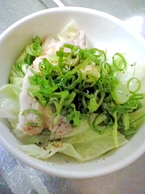 レンジでキャベツと豚肉の酒蒸し 刻みネギとポン酢で レシピ 作り方 By りなほっぴー 楽天レシピ