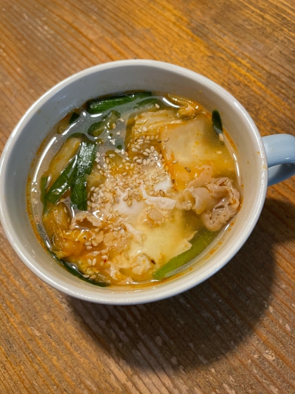 キムチ と えのきのタマゴスープ