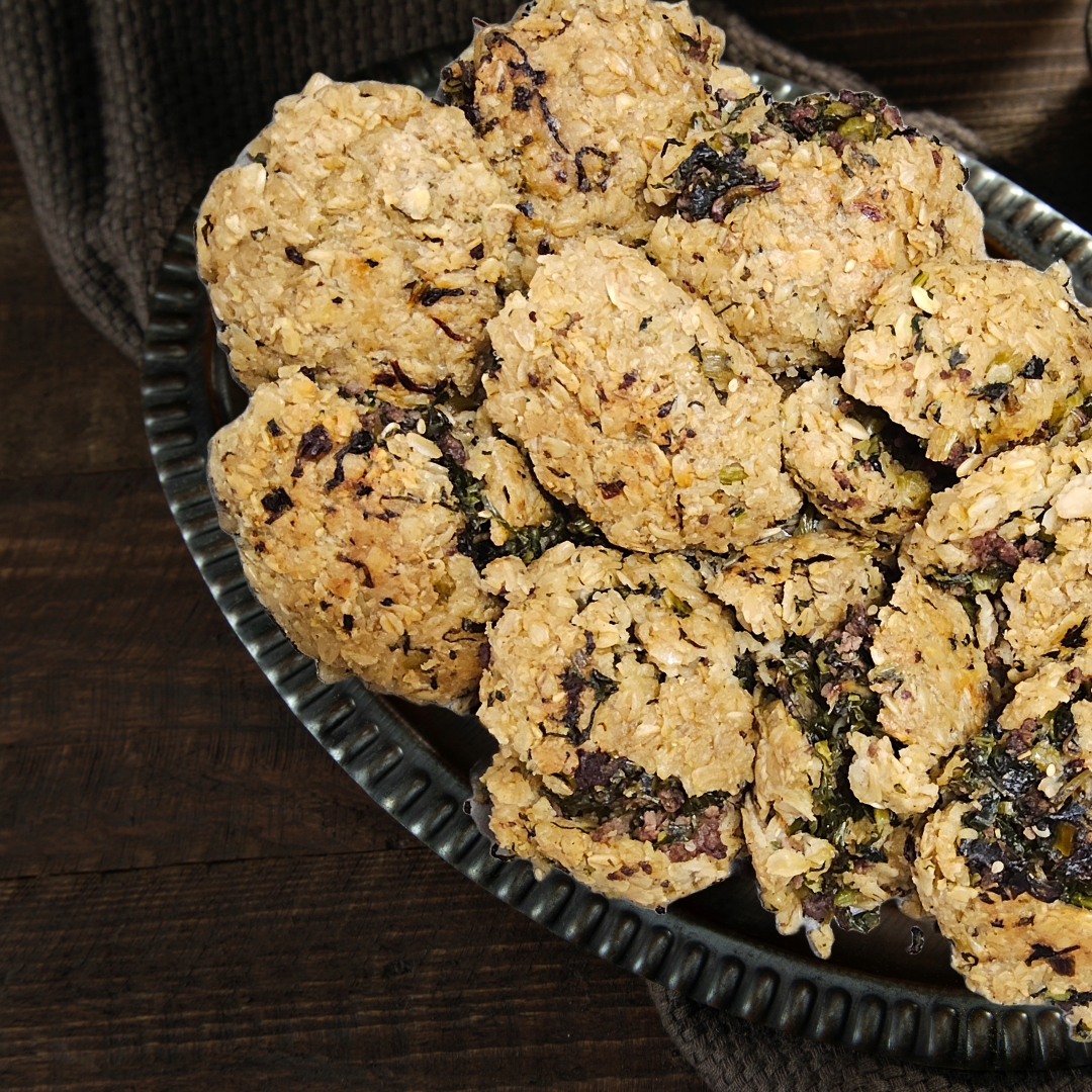 大根の葉っぱと蕪の茎とおじゃこのオートミールおやき