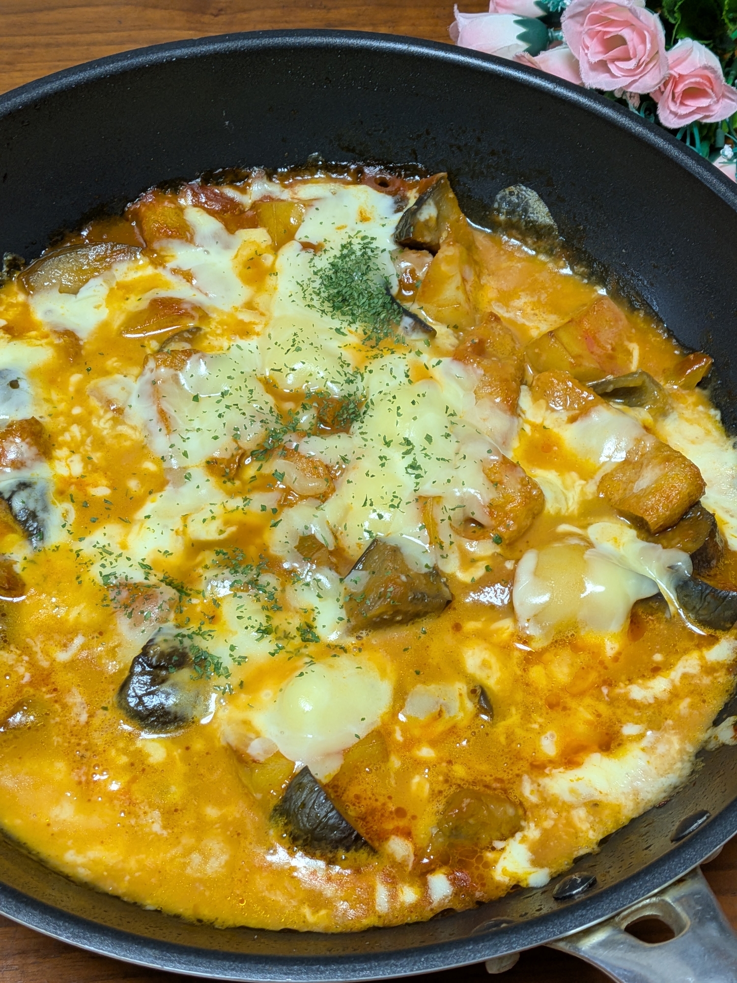 〜茄子とじゃがいものトマトチーズ煮〜