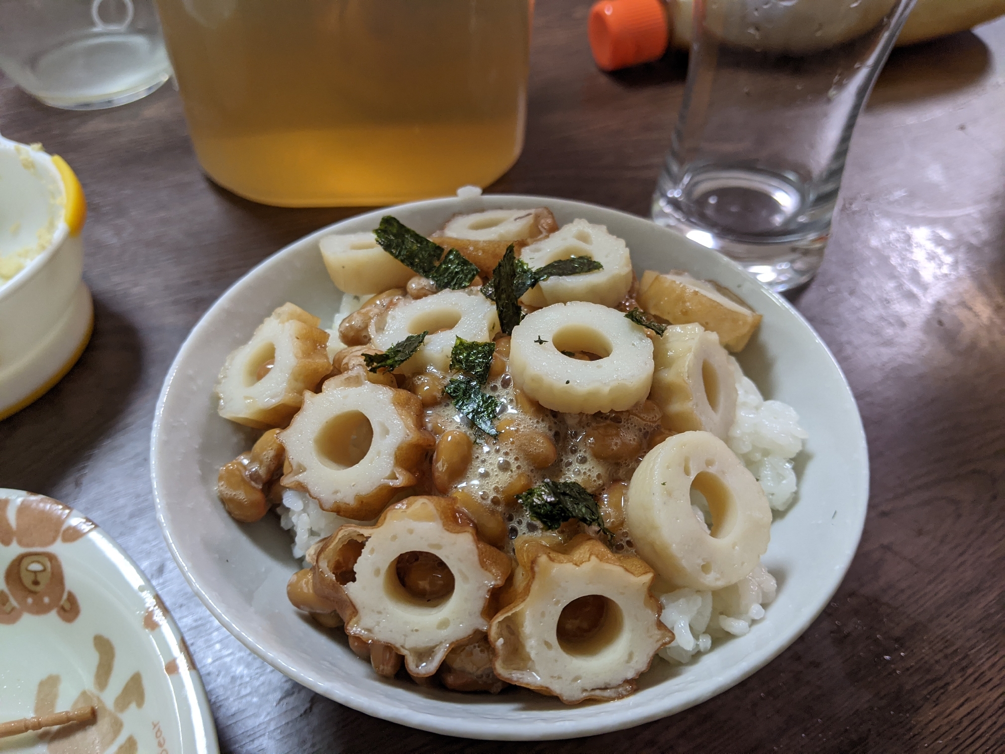 ちくわの醤油煮乗せ納豆ご飯