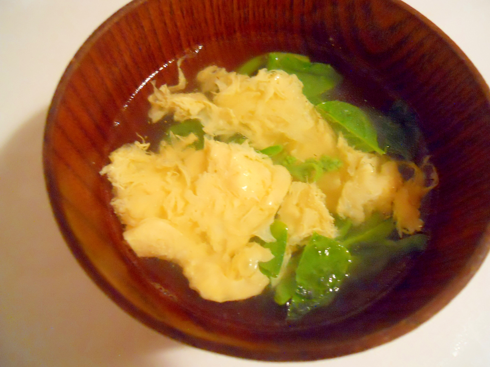 ウェイパーで☆　卵と空芯菜　生姜スープ