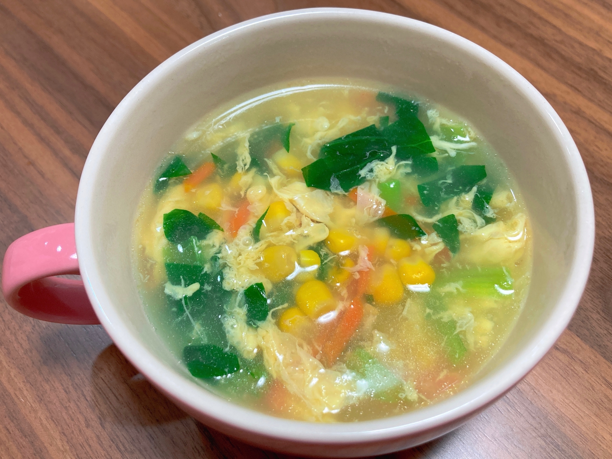 小松菜とコーンの中華スープ