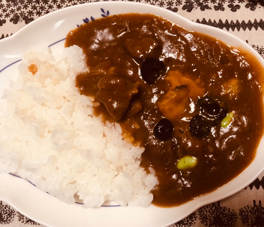 かぼちゃと枝豆、オリーブのカレー