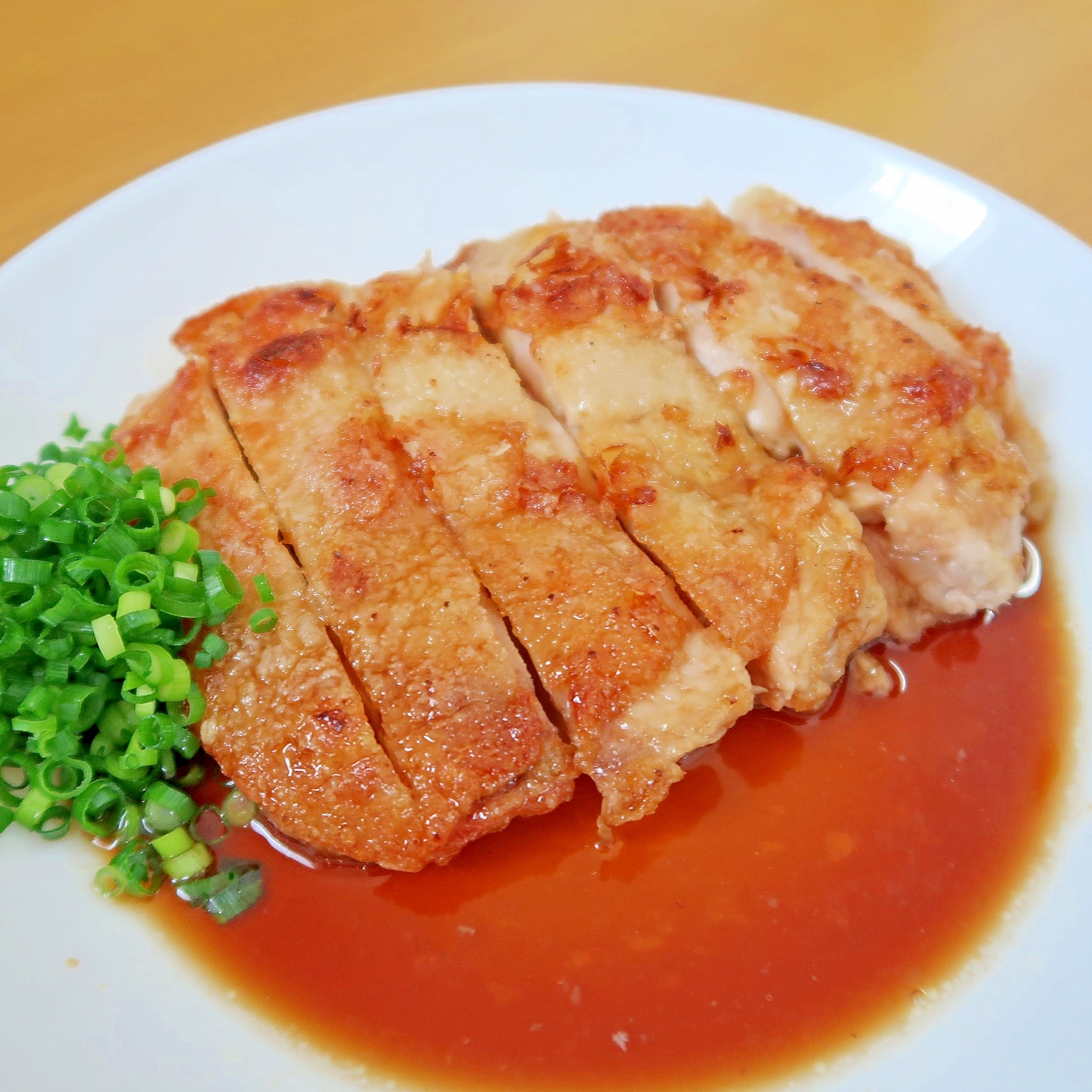 鶏ももの揚げ焼き☆照り焼きにんにくソース★減塩志向