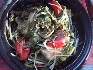 水菜と赤パプリカのホットサラダ