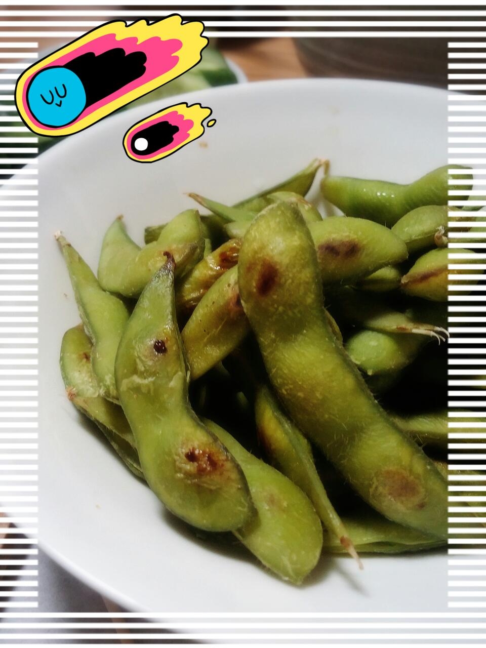 食感が違う～(*´Д｀)焼き枝豆