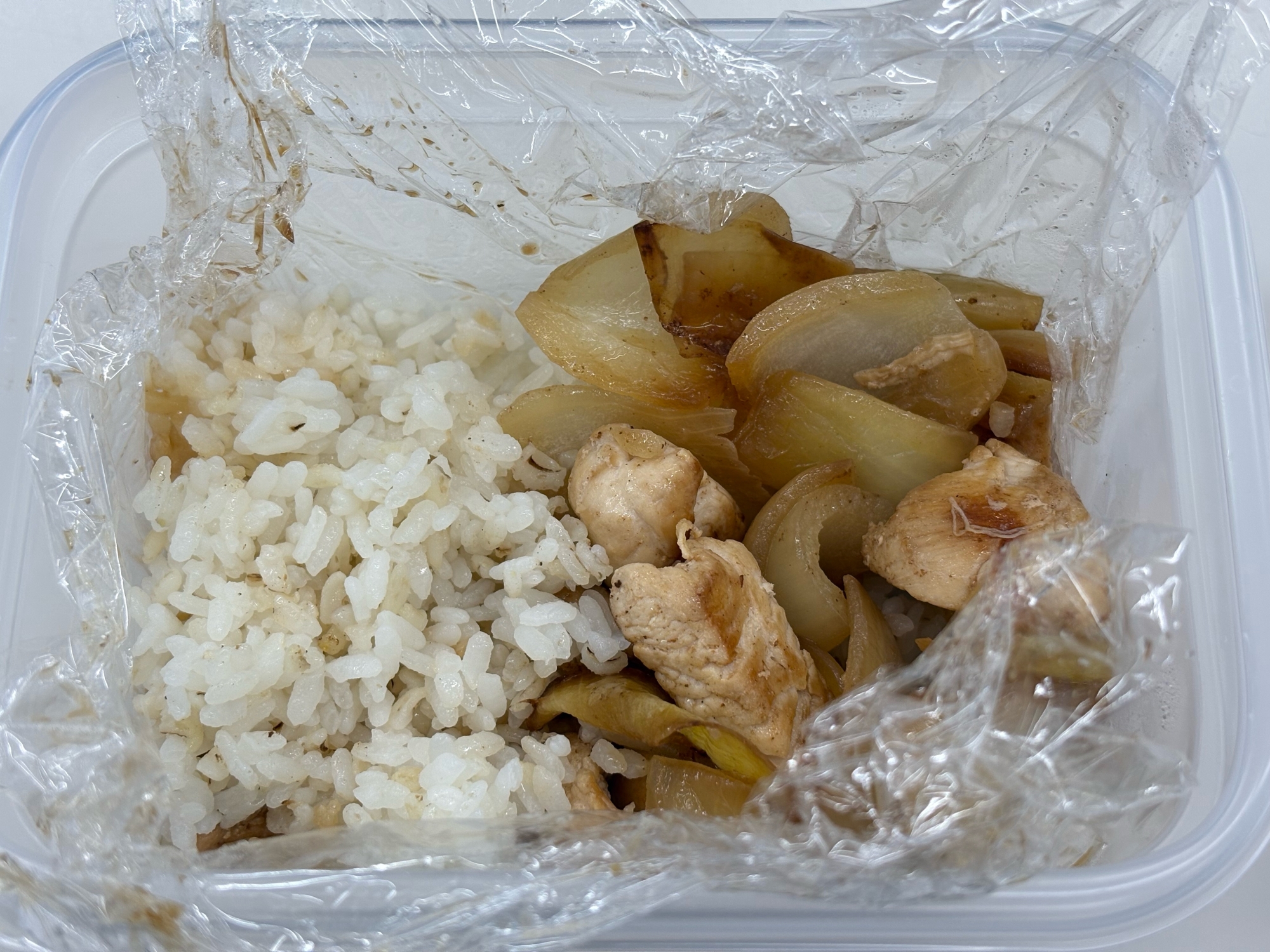 ささみと玉ねぎの野菜炒め弁当