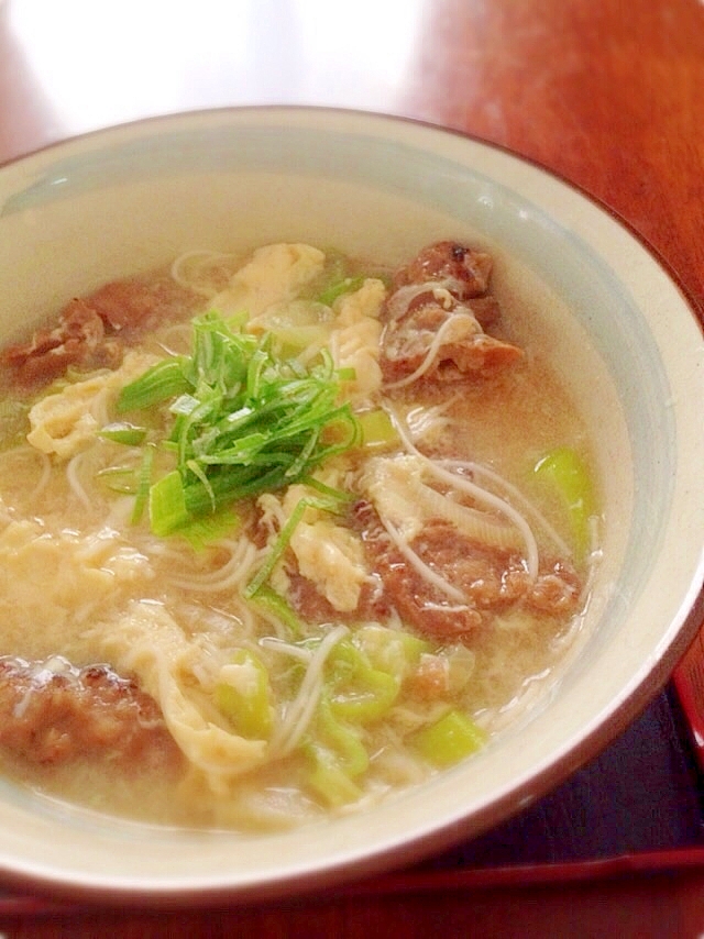 あったか〜な♡チキンの卵とじにゅうめん