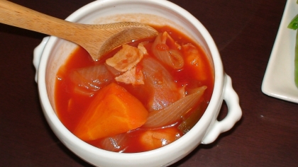：：ホールトマトで　簡単スープ：：