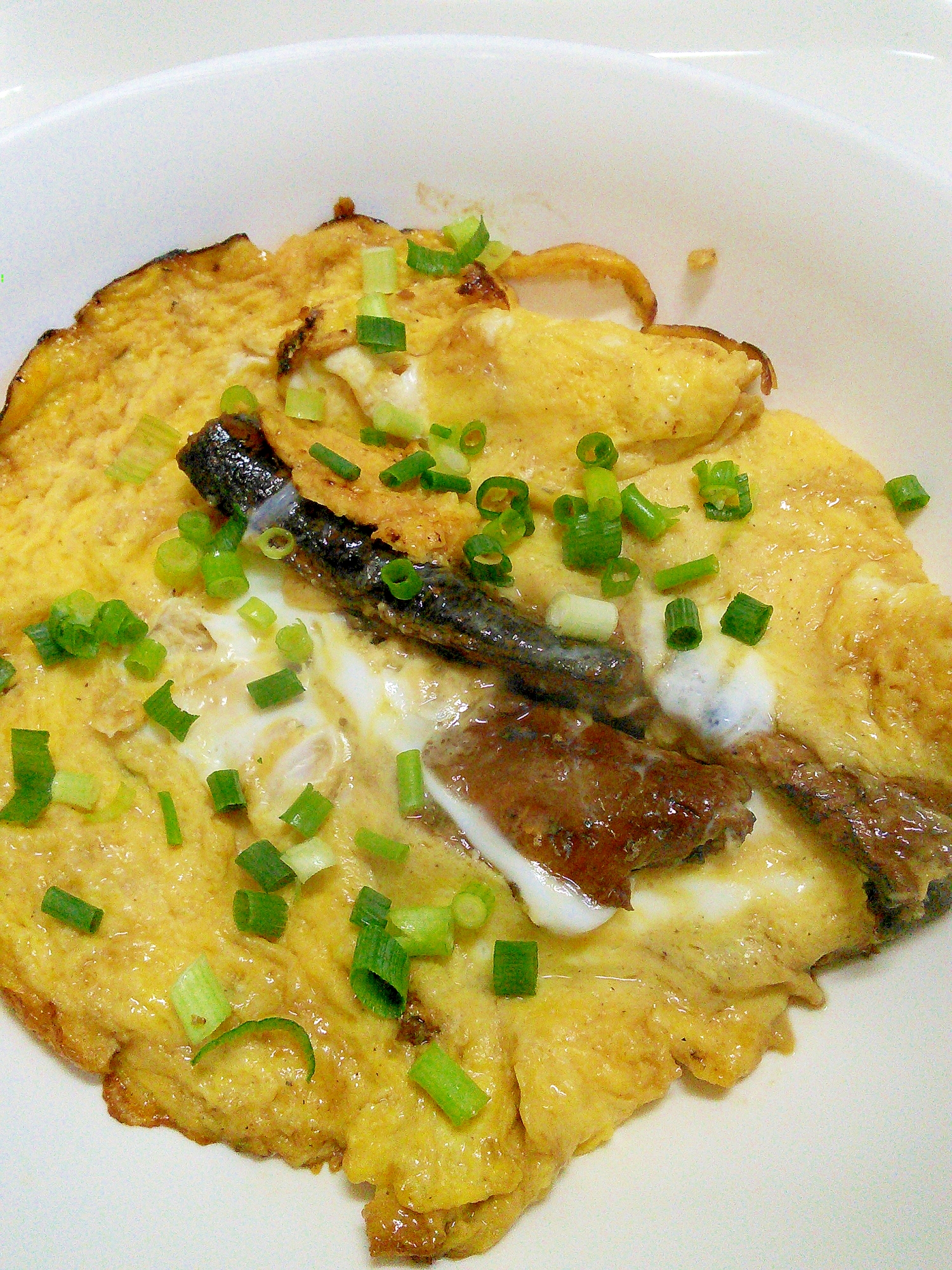 イワシの蒲焼き缶の卵とじ