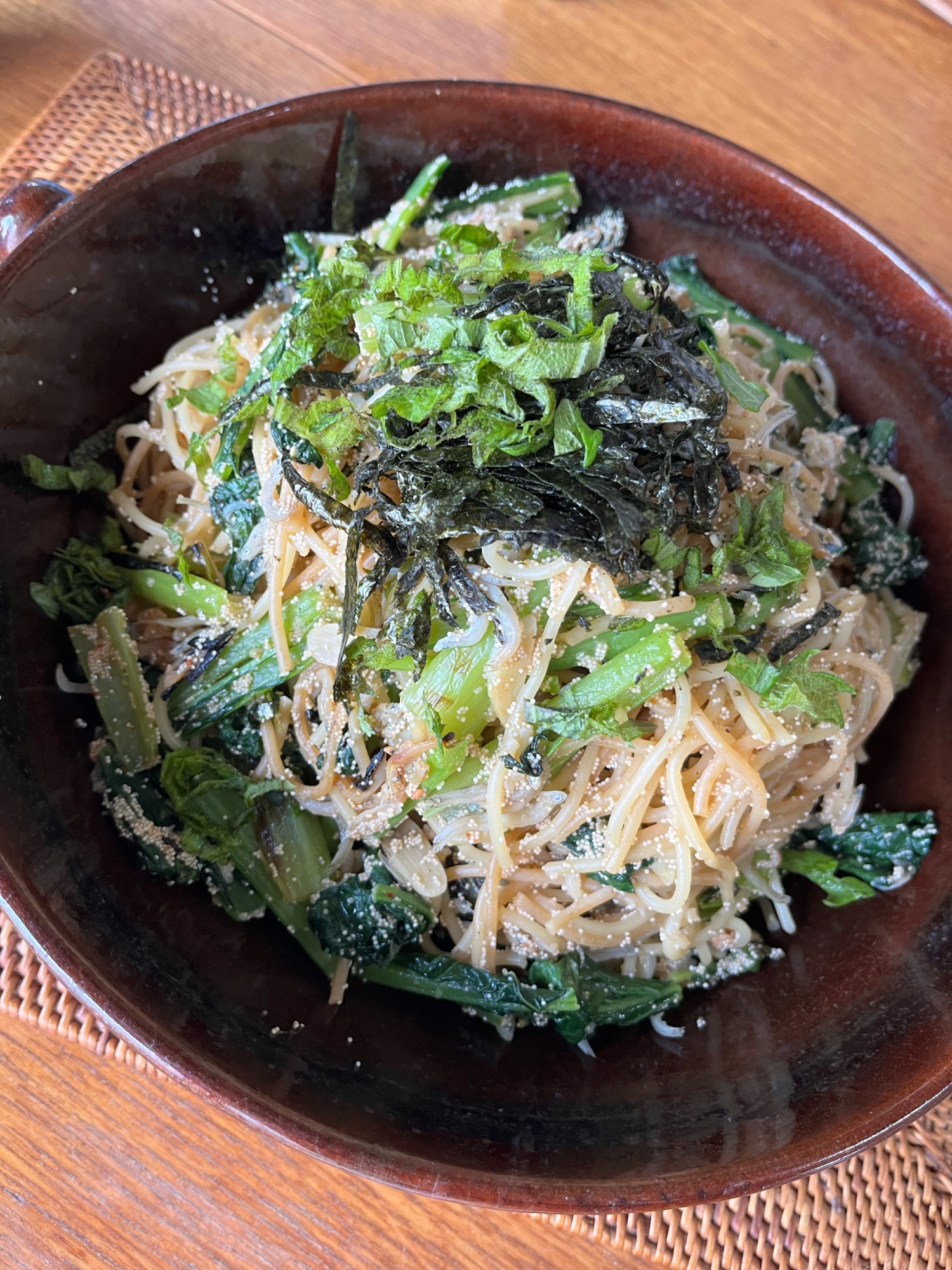 にんにく香る！ 明太子と小松菜の和風パスタ