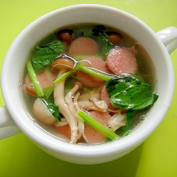 しめじとほうれん草ウインナーのスープ レシピ 作り方 By Mint74 楽天レシピ しめじとほうれん草ウインナーのスープ レシピ 作り方 By Mint74 楽天レシピ