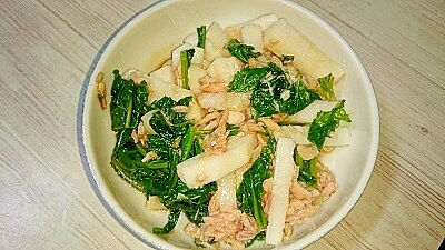 かぶの間引き菜と長芋のツナ醬油和え レシピ 作り方 By Happy Days 楽天レシピ