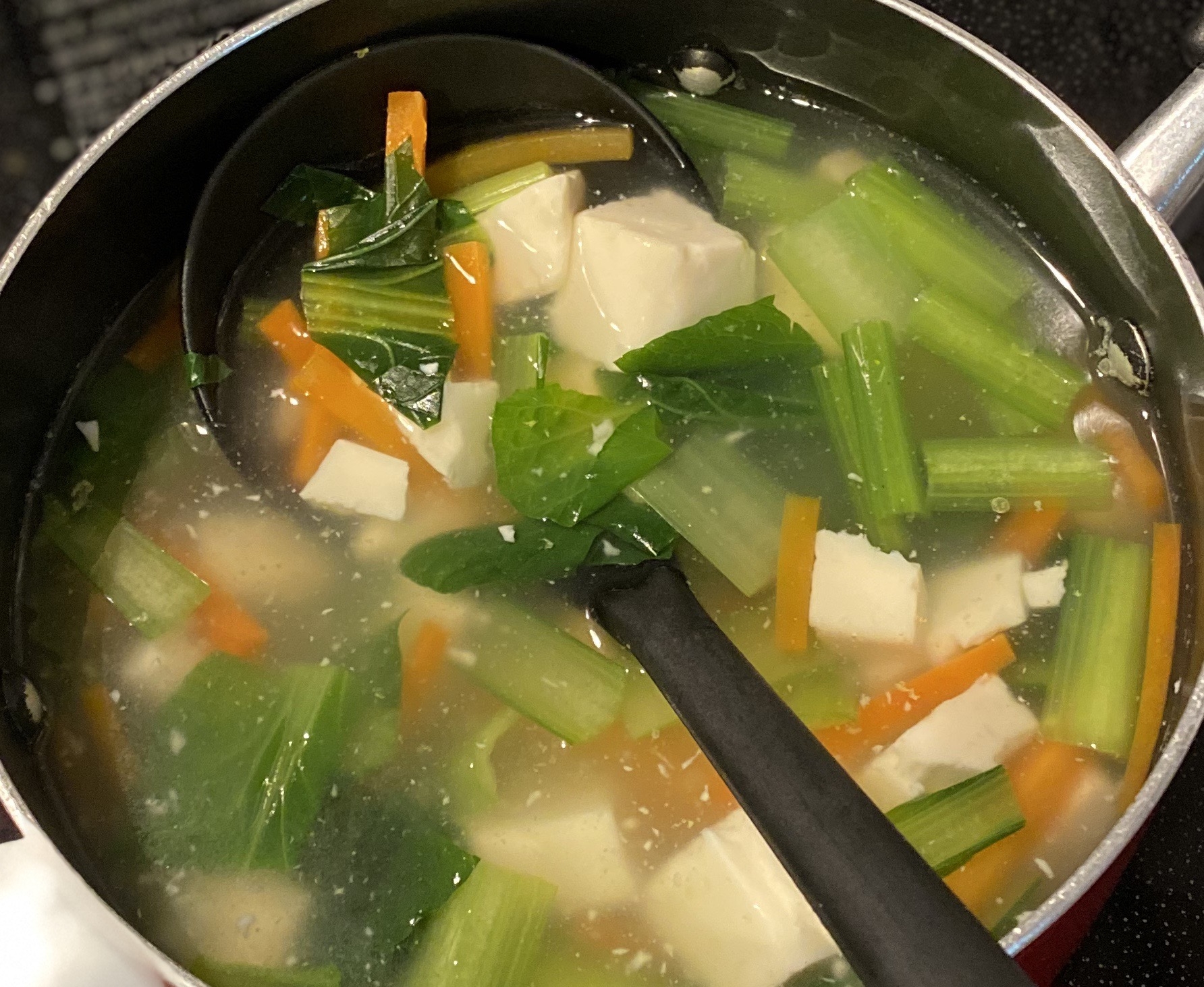 ♡:小松菜、人参、豆腐の中華スープ