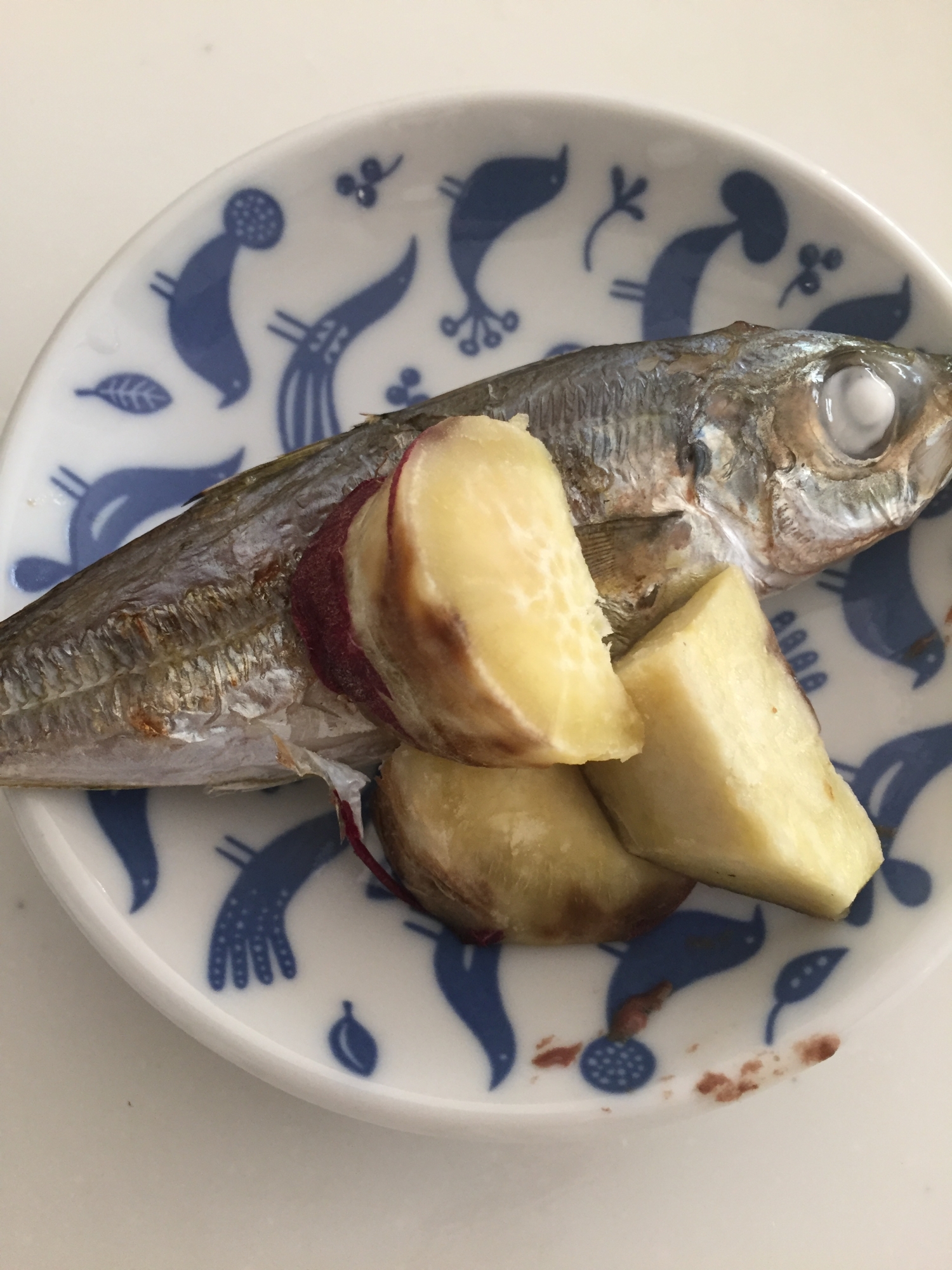 魚焼きグリルで鯵とサツマイモ焼き