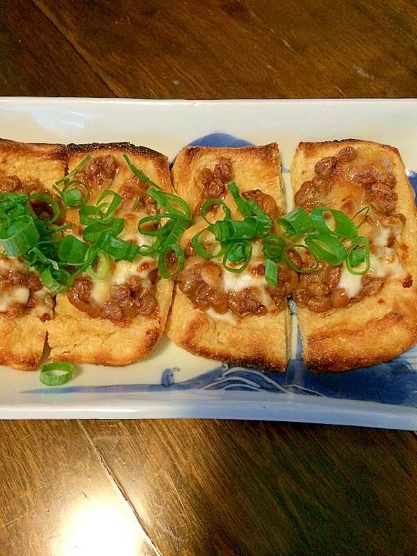 おつまみに☆油揚げの納豆チーズ焼き