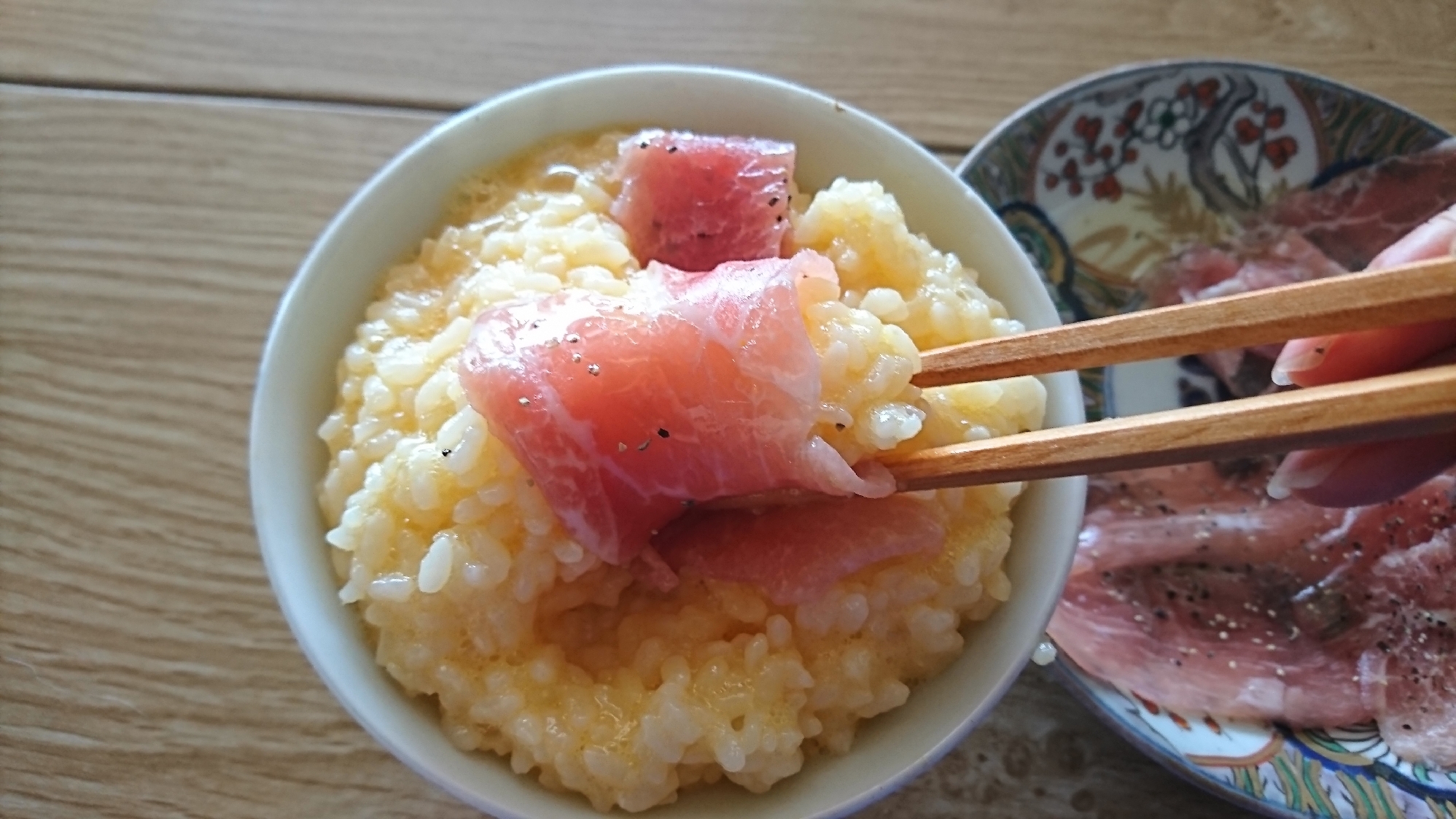 白ワインに合う〆の生ハム卵かけご飯