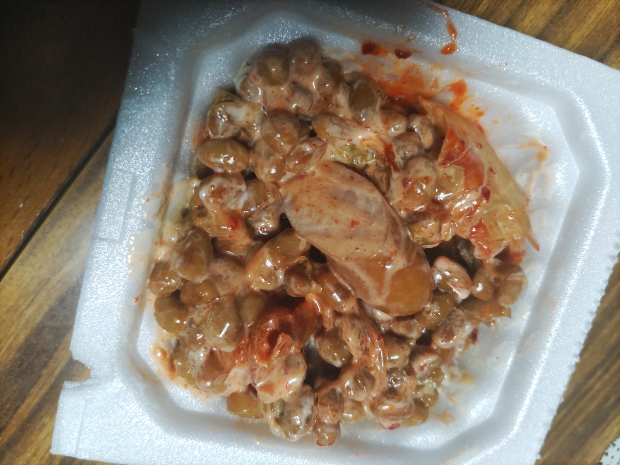 ウインナーと白菜キムチと納豆のマヨ和え