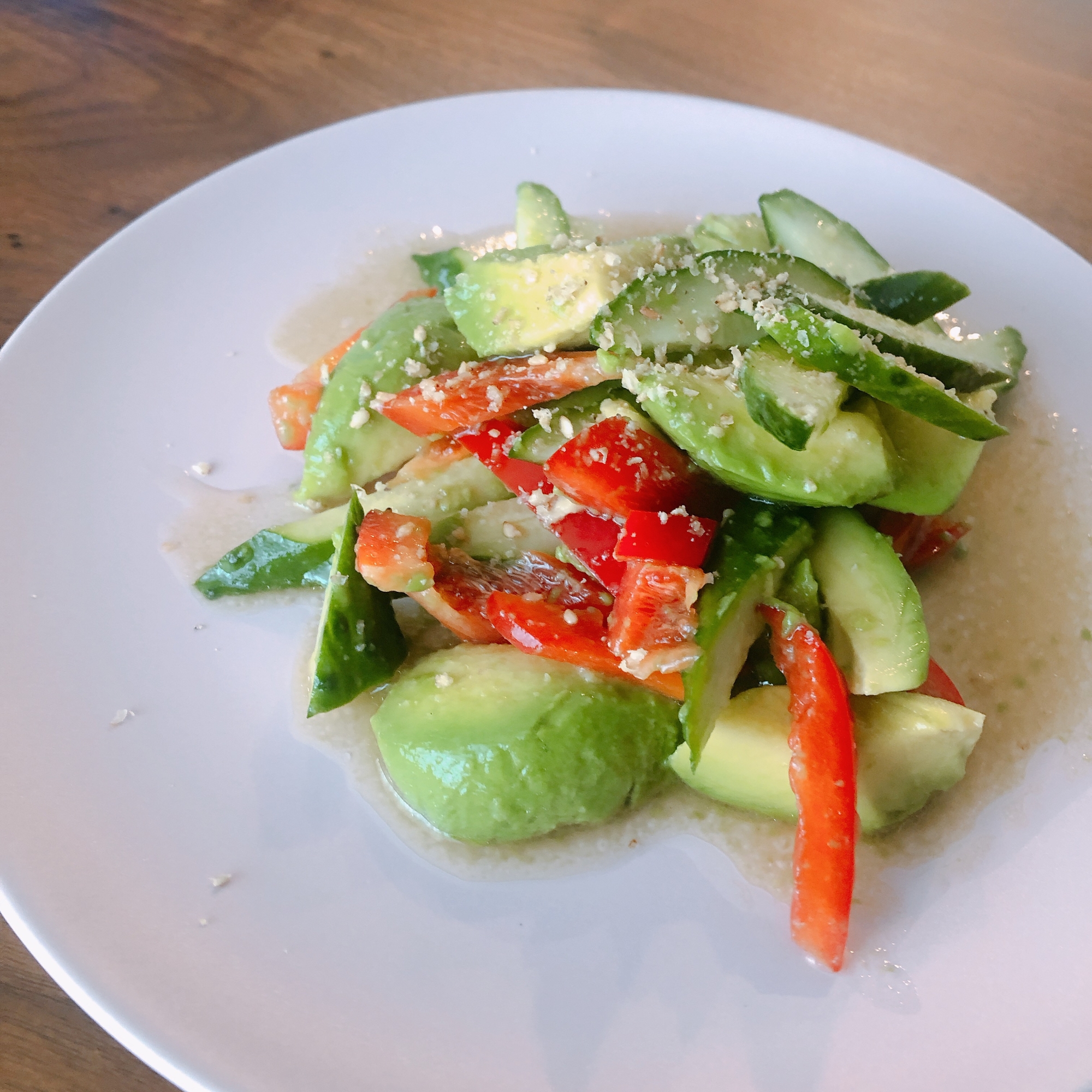 ❦麺つゆドレッシングで食べるアボカドサラダ