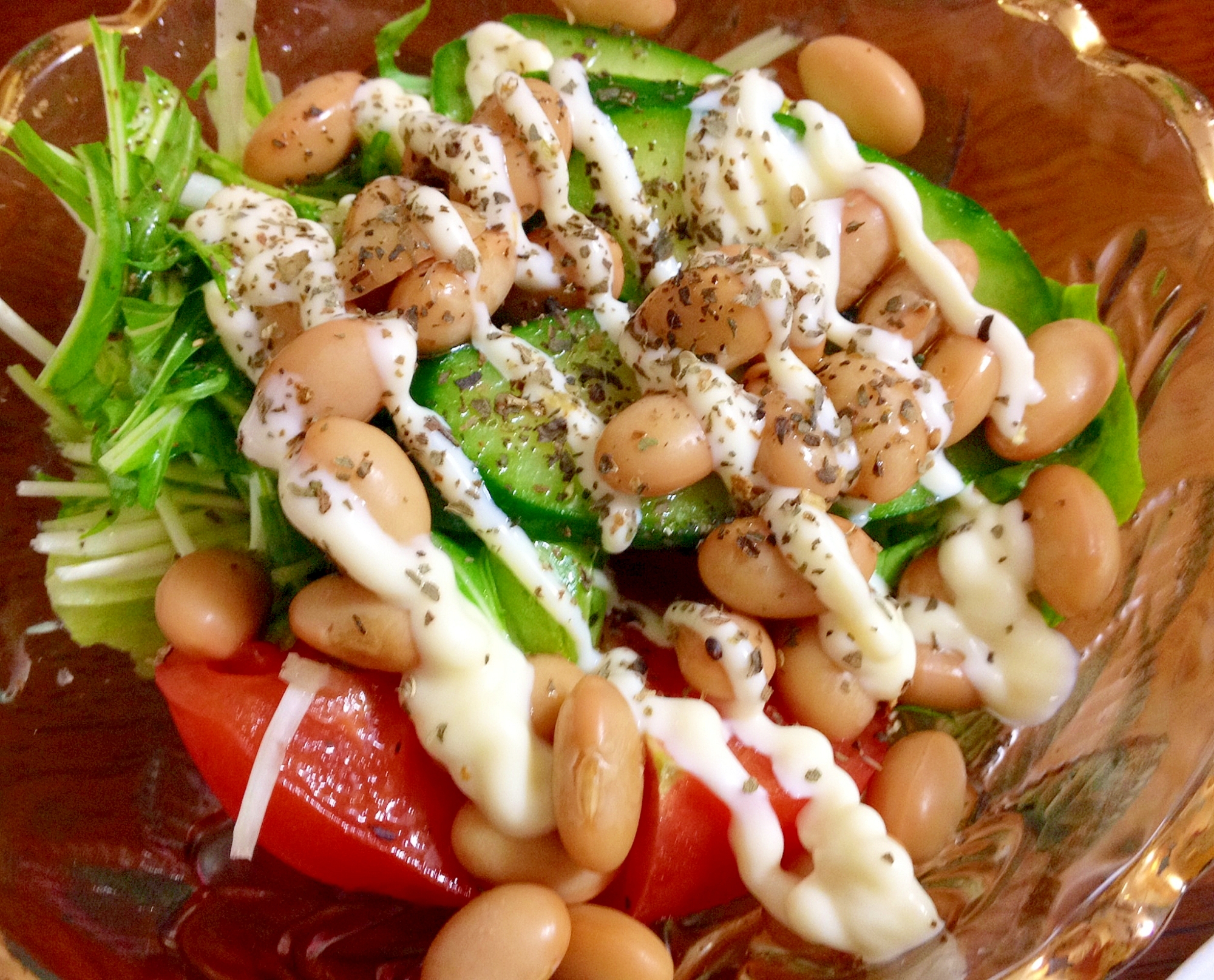 大豆ときゅうりのオリーブオイルサラダ