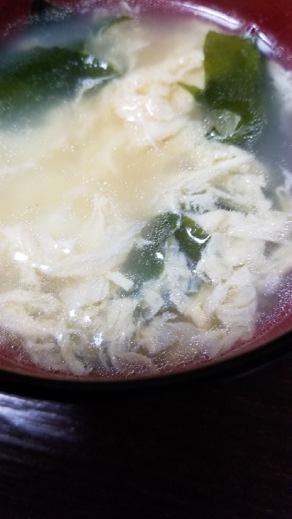 ラーメンの汁をリメイク⇒わかめ卵スープ☆