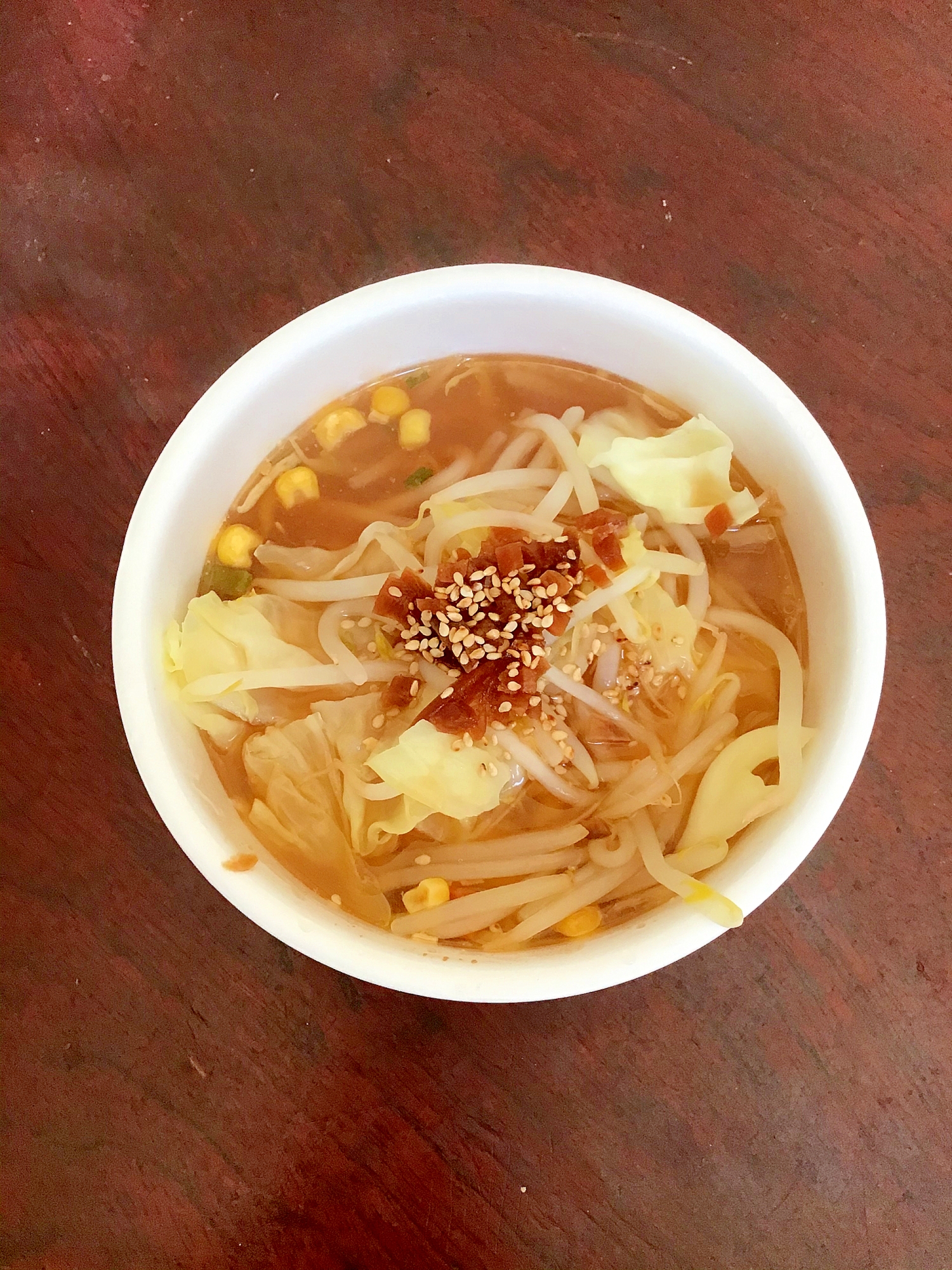 ノンフライ味噌ラーメン野菜＆ニンニクの醤油漬けマシ