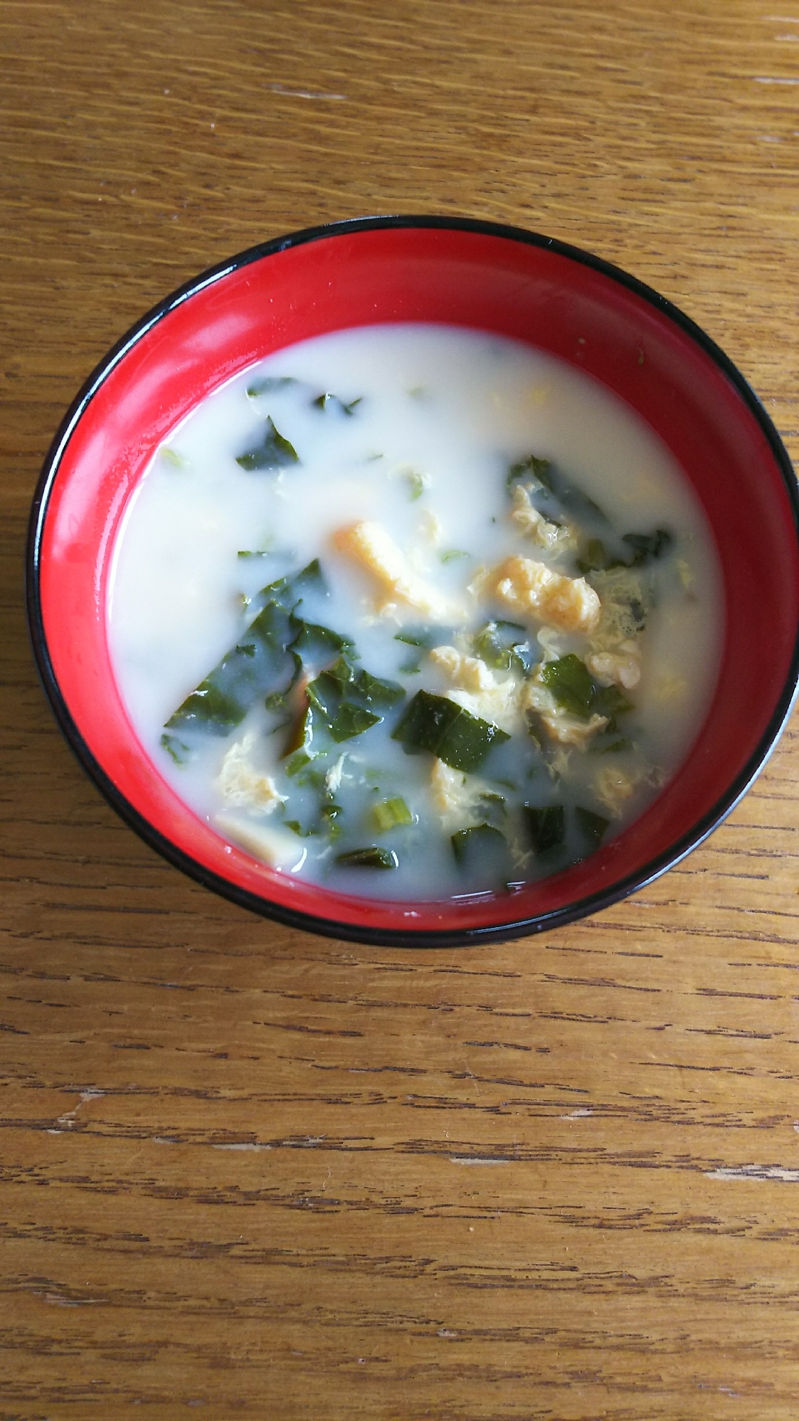 小松菜の卵とじミルクスープ