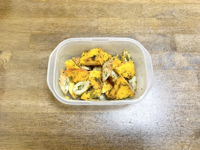 かぼちゃレシピ かぼちゃとちくわののり塩バター焼き