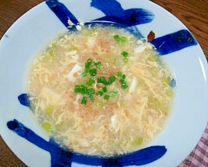 カニ缶と豆腐のトロトロ玉子とじスープ
