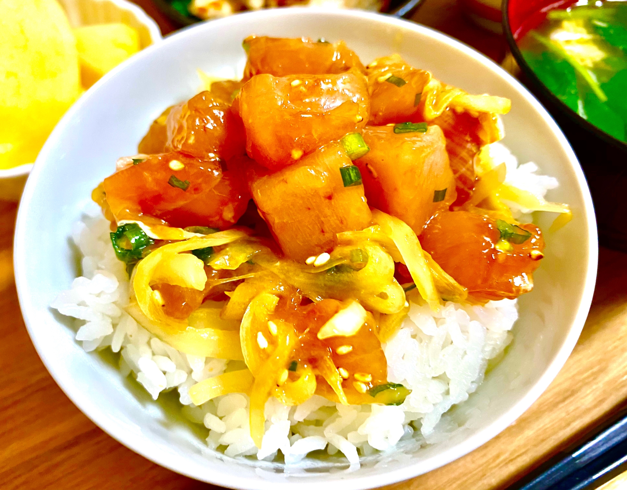 10分未満で作る 簡単 ごま油香るポキ丼 レシピ 作り方 By Akkunmama 楽天レシピ