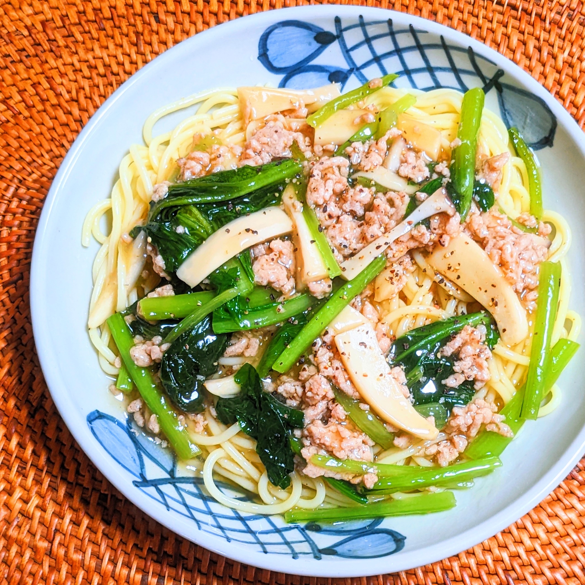 小松菜の和風あんかけスパゲッティ