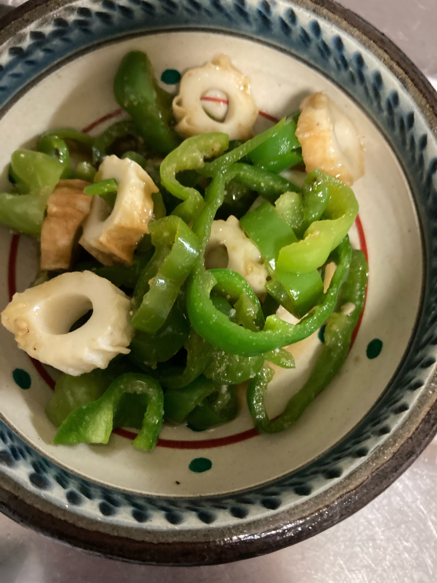 レンチン♪ピーマンとちくわの生姜醤油