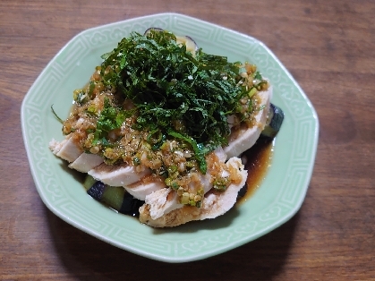 大葉乗せ♪電子レンジでよだれ鶏♡