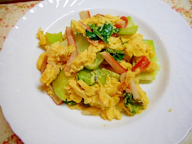 カニカマ・チンゲン菜の中華風卵炒め
