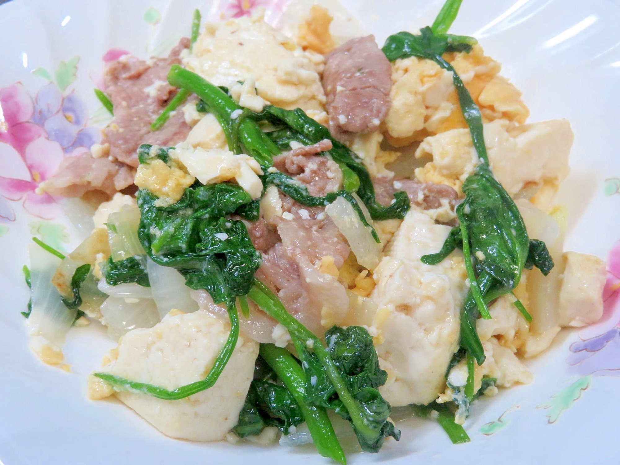 空心菜と水切り豆腐のチャンプルー