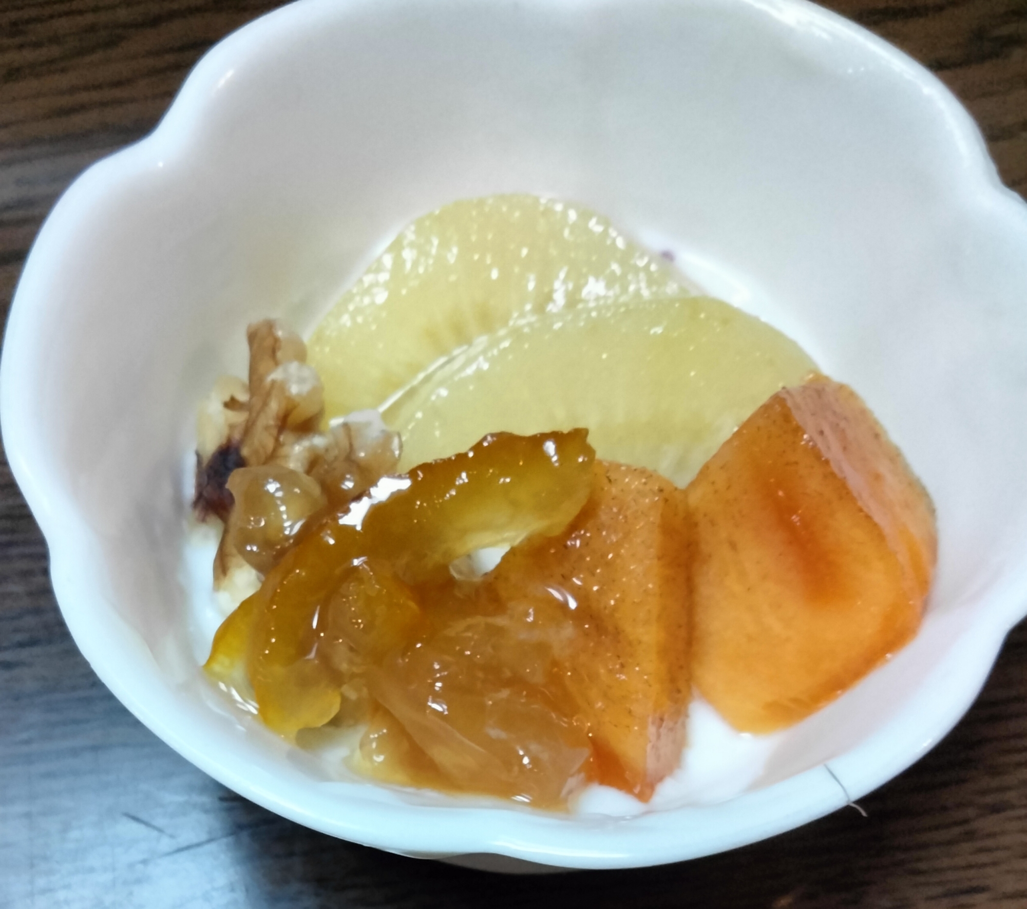 今日のヨーグルト♡キウイ柿&くるみ柚子ジャム