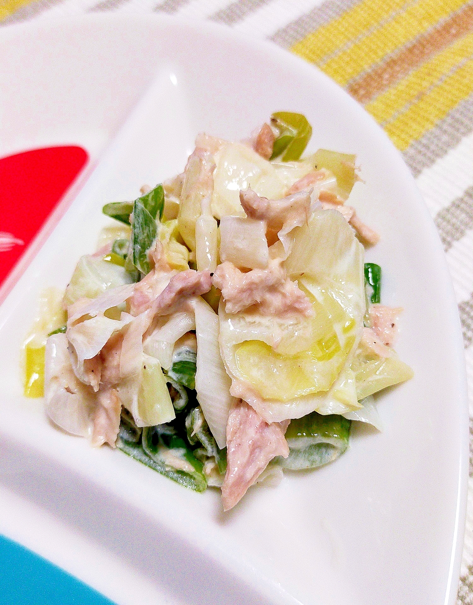 電子レンジで☆丸ごと長ねぎのツナマヨサラダ