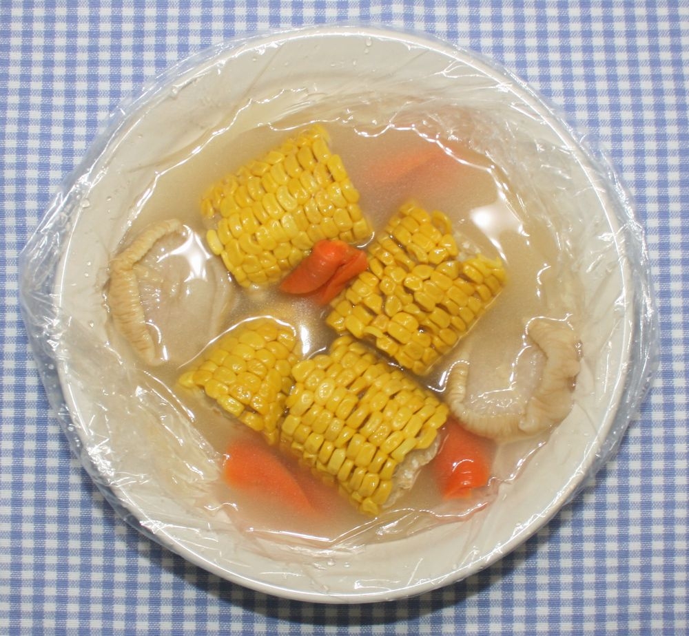 ポリ袋レシピ☆乾燥とうもろこしと乾燥野菜のスープ