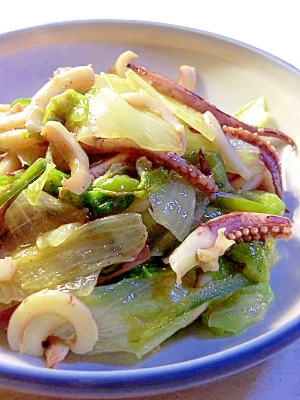 ゆでいかで簡単 いかとレタスの中華風辛子炒め レシピ 作り方 By イササボラ 楽天レシピ