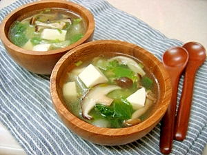 *チンゲン菜ときのこの中華スープ*