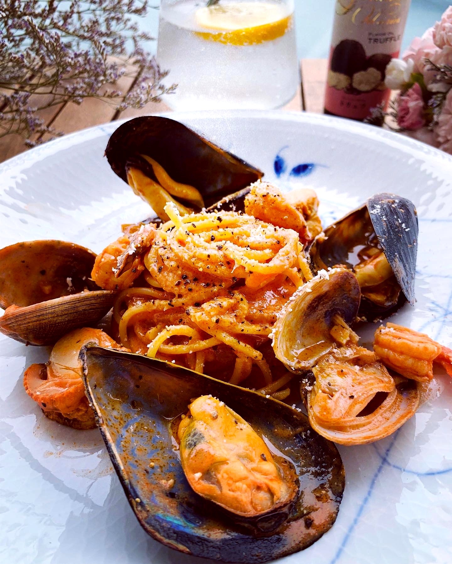 トマトジュースで作る 魚介のトマトクリームパスタ レシピ 作り方 By Miyabi 楽天レシピ