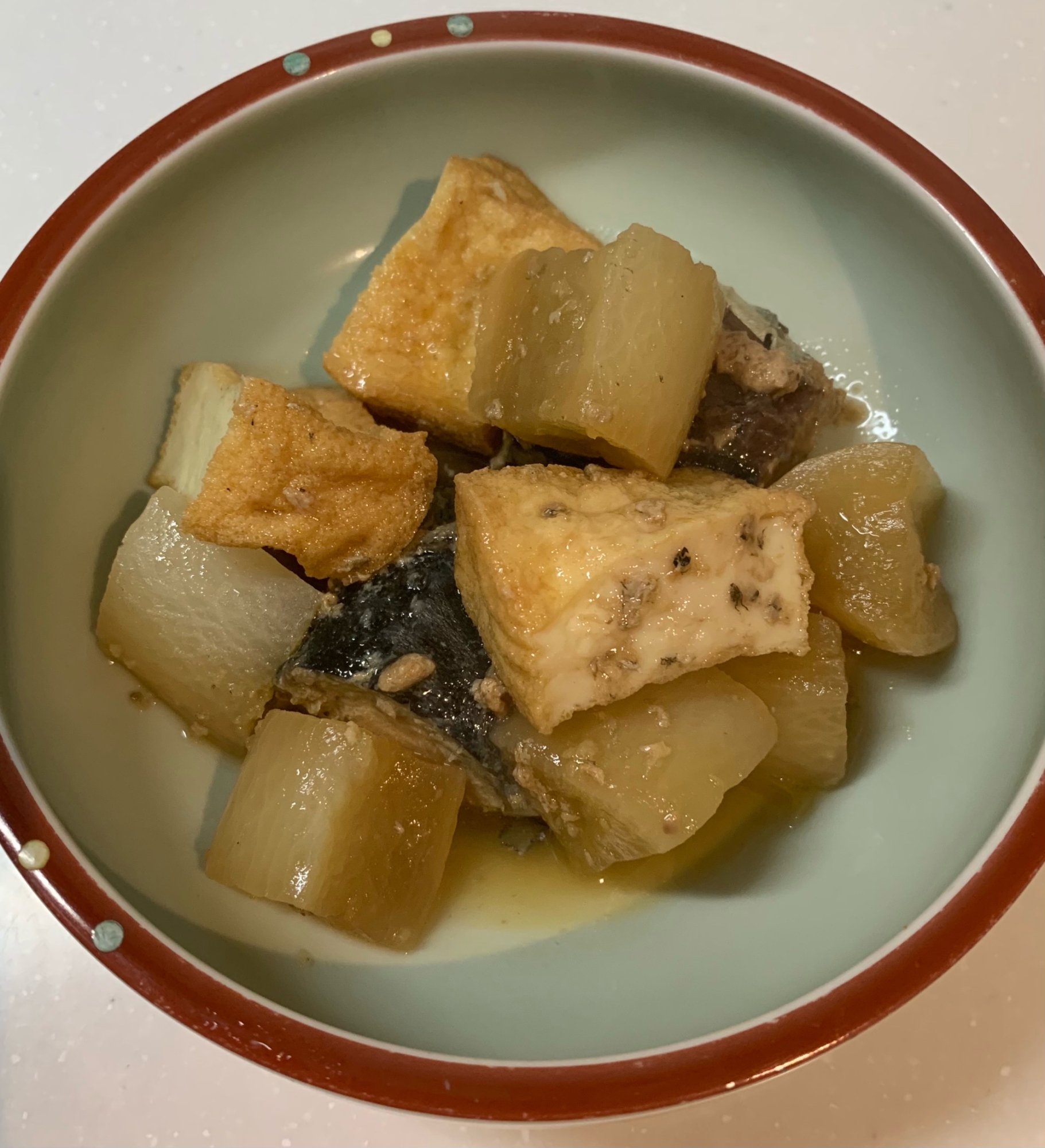 鯖水煮缶で　大根と厚揚げの煮物