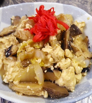 椎茸白菜のノンオイル炒り豆腐