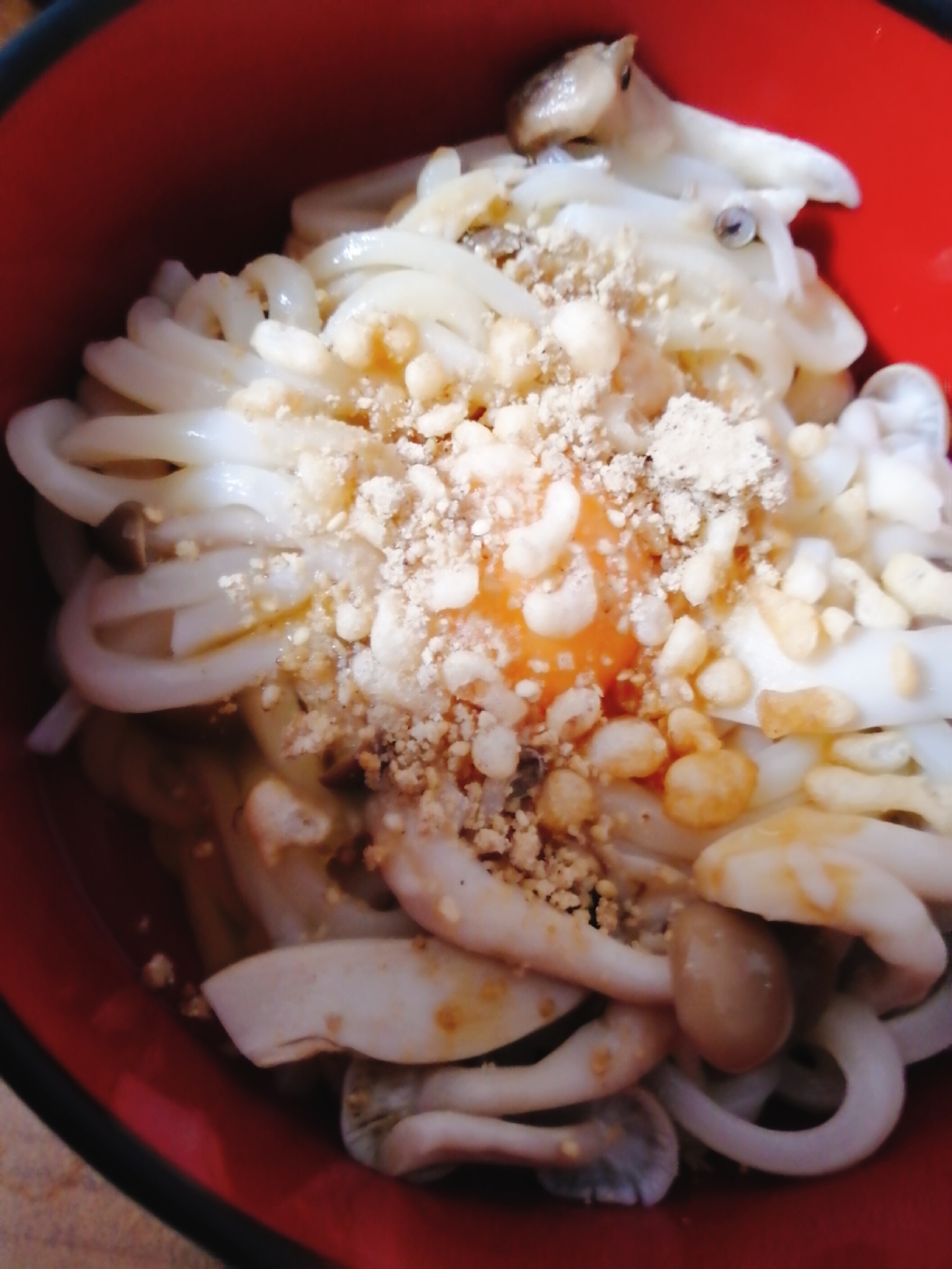 きのこと卵の冷やしうどん