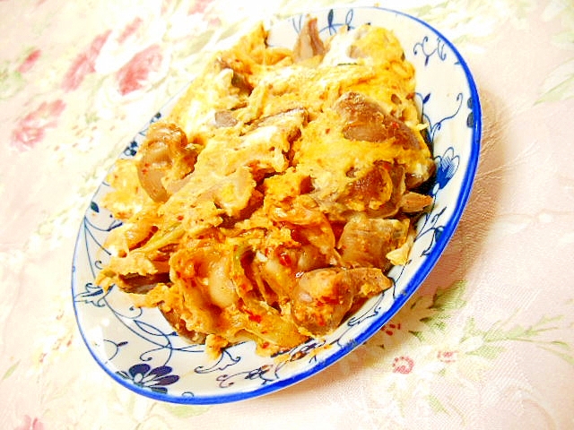 ❤砂肝とキムチの卵炒め❤