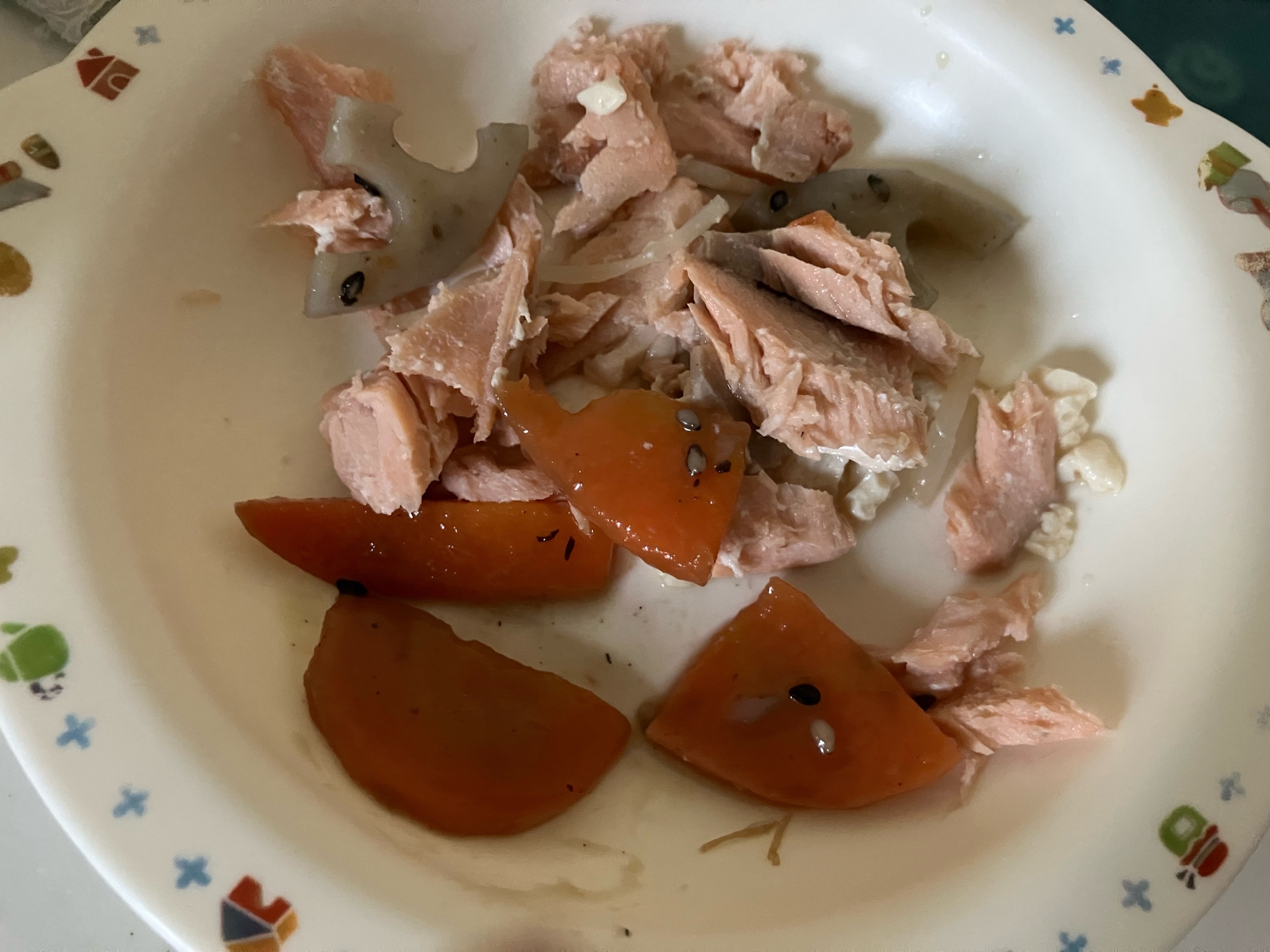 人参とレンコンと鮭炒め