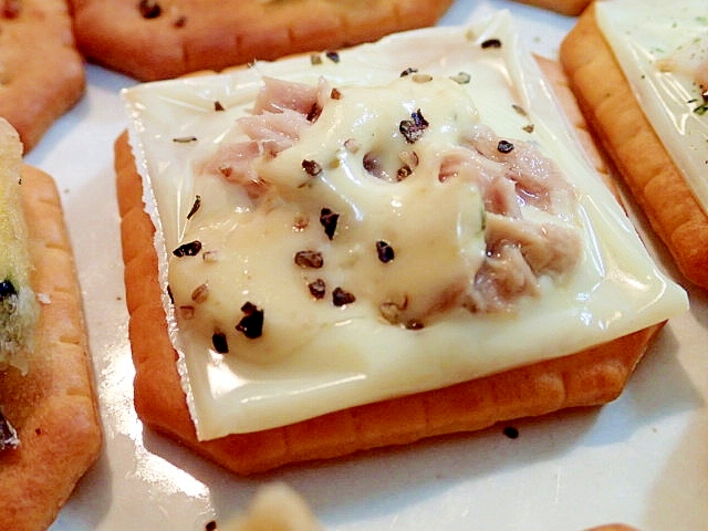 チーズとツナのスパイシー焼きクラッカー