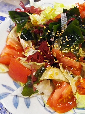海藻レタストマトのポン酢サラダ