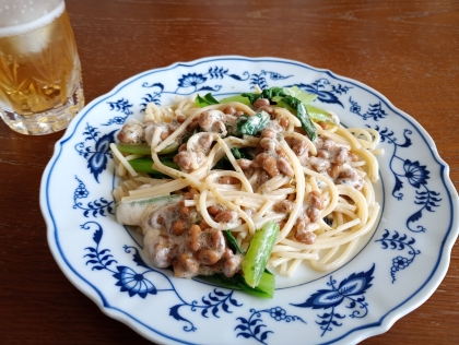 和えるだけ☆納豆と小松菜の和風パスタ